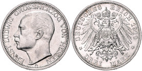 Hessen. 
Ernst Ludwig 1892-1918. 3 Mark 1910. Jaeger&nbsp;76. . 

winz. Kratzer, fast vorzüglich