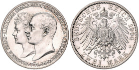 Mecklenburg/-Schwerin. 
Friedrich Franz IV. 1897-1918. 2 Mark 1904, Hochzeit. Jaeger&nbsp;86. . 

vz/stfr