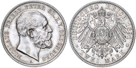 Oldenburg. 
Nicolaus Friedrich Peter 1853-1900. 2 Mark 1891. Jaeger&nbsp;93. . 

dunkle Tönung, vz