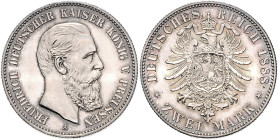 Preußen. 
Friedrich III. 1888. 2 Mark 1888. Jaeger&nbsp;98. . 

schöne Tönung, vz-f. stfr