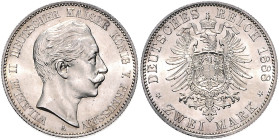 Preußen. 
Wilhelm II. 1888-1918. 2 Mark 1888. Jaeger&nbsp;100. RR.. 

winzigste Fehler, f. stfr