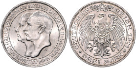 Preußen. 
Wilhelm II. 1888-1918. 3 Mark 1910, Universität Berlin, und 1911, Universität Breslau, J. 107 u. 108. zus. 2 St.. 

winzigste Rf., erstes...