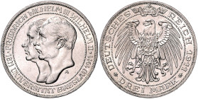 Preußen. 
Wilhelm II. 1888-1918. 3 Mark 1911, Universität Breslau. Jaeger&nbsp;108. . 

winz. Rf., Vs. winz. Kratzer, vz