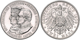Sachsen. 
Friedrich August III. 1904-1918. 2 Mark 1909, Universität Leipzig. Jaeger&nbsp;138. . 

f. stfr/stfr