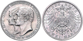 Sachsen/-Weimar-Eisenach. 
Wilhelm Ernst 1901-1918. 2 Mark 1903, Erste Hochzeit. Jaeger&nbsp;158. . 

schöne Tönung, vz-f. stfr