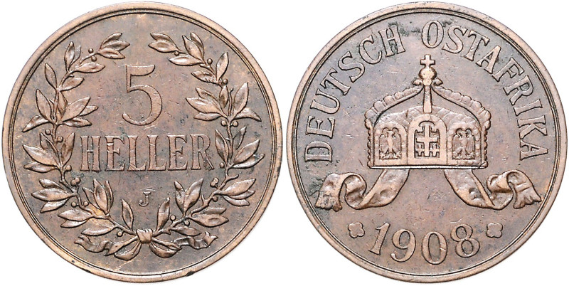 Deutsch-Ostafrika. 
5 Heller 1908 J. Jaeger&nbsp;N&nbsp;717. . 

winz. Rdu, s...