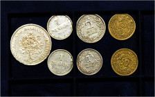 5 RM 1928 E, Kursmünze Eichbaum, 2 RM 1931 D, 1 RM 1925 J, 1 Mark 1924 A u. F und 2x 50 Rentenpf. 1924 A, Jaeger 331, 320, 319, 311 u. 310. zus. 7 St....