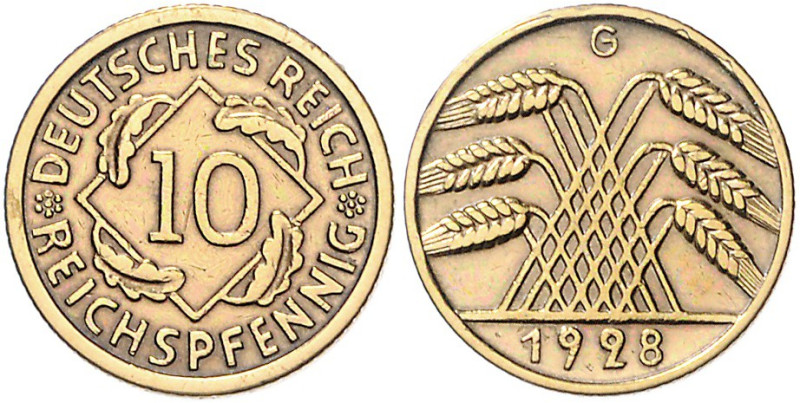 10 Reichspfennig 1928 G. Jaeger&nbsp;317. RR.. 

ss-vz