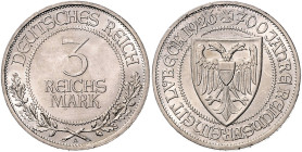 3 RM 1926, Lübeck. Jaeger&nbsp;323. . 

winzigste Rf., fast stempelfrisch