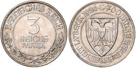 3 RM 1926, Lübeck. Jaeger&nbsp;323. Los wie vor. 

winzigste Rf., vz-f. stfr