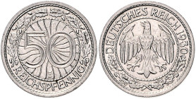 50 Rpf. 1930 E, Nickel, und 3 Mark, Adler ohne Unschrift, 1924 E. Jaeger&nbsp;324&nbsp;u.&nbsp;320. zus. 2 St.. 

fast vz u. fast ss (zweites Stück ...
