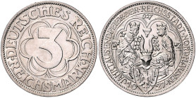 3 RM 1927, Nordhausen. Jaeger&nbsp;327. . 

Vs. winz. Kratzer, fast stempelfrisch