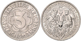 3 RM 1927, Nordhausen. Jaeger&nbsp;327. Los wie vor. 

winz. Rdu, fast stempelfrisch