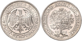 5 RM 1928 A, Kursmünze Eichbaum. Jaeger&nbsp;331. . 

winz. Rdu, fast stempelfrisch