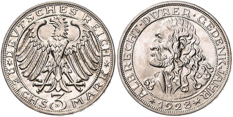 3 RM 1928, Dürer. Jaeger&nbsp;332. . 

fast stempelfrisch