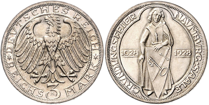 3 RM 1928, Naumburg. Jaeger&nbsp;333. . 

f. stfr/stempelfrisch