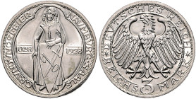3 RM 1928, Naumburg. Jaeger&nbsp;333. Los wie vor. 

kl. prägebedingte Rf., sonst vz-stfr