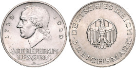 3 RM 1929 A, Lessing. Jaeger&nbsp;335. . 

winzigster Rf., vz-stfr
