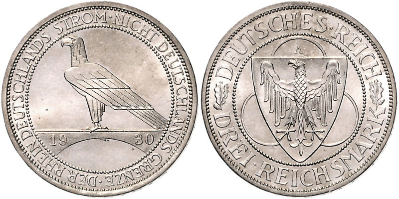 3 RM 1930 A, Rheinlandräumung. Jaeger&nbsp;345. . 

fast stempelfrisch