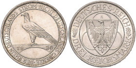 3 RM 1930 A, Rheinlandräumung. Jaeger&nbsp;345. Los wie vor. 

vz-stempelfrisch
