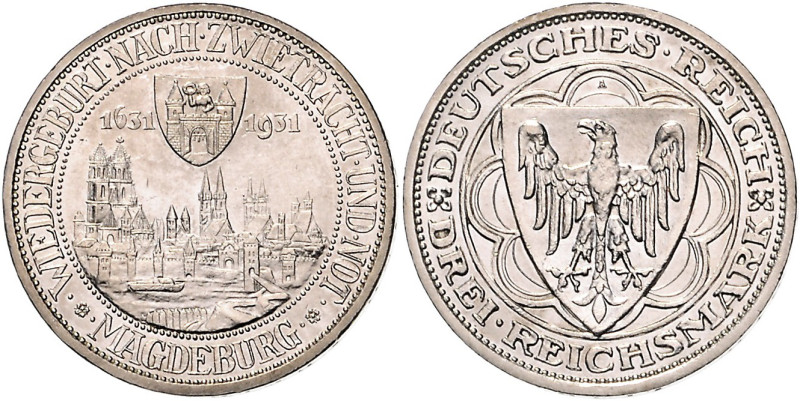 3 RM 1931, Magdeburg. Jaeger&nbsp;347. . 

winzigste Rf., vz-stfr