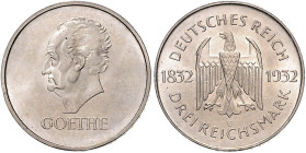 3 RM 1932 E, Goethe. Jaeger&nbsp;350. . 

winzigster Rf., feine Haarlinien, vz-f. stfr