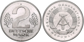 Umlaufmünzen. 
Probe. 2 DM 1957 A, Abschlag in Chrom-Nickel-Stahl, 29,0 mm, 10,51 g, glatter Rand. . 

stempelfrisch