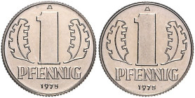 Umlaufmünzen. 
Probe. 1 Pfennig 1975 A, Abschlag in Kupfer-Nickel, 17,7 mm, 2,26 g, Riffelrand. . 

stempelfrisch