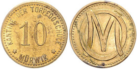 Orte. 
Mürwik. 10 Pfennig o.J., Kantine der Torpedoschule Mürwik, Messing. M.&nbsp;18142.1. . 

leicht fleckig, ss-vz
