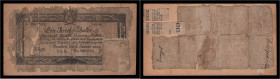 Altdeutsche Ausgaben. 
Sachsen. 
1 Reichstaler, Cassen-Billet v. 2.1.1804, Uschr. Richter/Nagel. stark beschäd., unvollständiges Exemplar, auf Pappe...