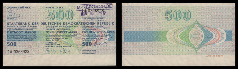 Geldscheine der DDR. 
Reiseschecks der Staatsbank der DDR. Zwei Reiseschecks, ü...