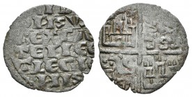 Reino de Castilla y León. Alfonso X (1252-1284). Dinero de seis líneas. (Bautista-373). (Abm-234). Ve. 0,89 g. Marca de ceca estrella en el primer cua...