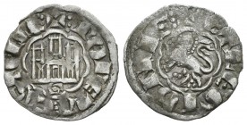 Reino de Castilla y León. Alfonso X (1252-1284). Novén. Sevilla. (Bautista-400 variante). (Abh-269 variante). Ve. 0,82 g. Con S y punto bajo el castil...