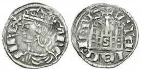 Reino de Castilla y León. Sancho IV (1284-1295). Cornado. Sevilla. (Bautista-432.2). (Abm-301.2). Ve. 0,87 g. Con estrellas a los lados del vástago ce...