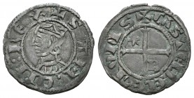 Reino de Castilla y León. Sancho IV (1284-1295). Seiseno. Burgos. (Bautista-440.1). (Abm-308.3). Ve. 0,81 g. Con estrella y B en primer y cuarto cuadr...