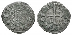 Reino de Castilla y León. Sancho IV (1284-1295). Seiseno. León. (Bautista-443.1). (Abm-311.1). Ve. 0,71 g. Con estrella y L en segundo y tercer cuadra...