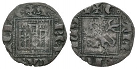 Reino de Castilla y León. Alfonso XI (1312-1350). Novén. León. (Abm-357.4). Ve. 0,74 g. Con L bajo castillo y punto sobre torre derecha y delante del ...
