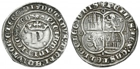 Reino de Castilla y León. Pedro I (1350-1368). 1 real. Burgos. (Abm-378). (Bautista-527). Ag. 3,49 g. Con tres roeles y B en reverso. MBC. Est...120,0...