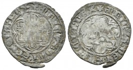 Reino de Castilla y León. Enrique III. Blanca. Burgos. (Bautista-771). (Abm-597). Ve. 1,79 g. Con B bajo el castillo. MBC. Est...18,00.