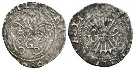 Fernando e Isabel (1474-1504). 1/2 real. Granada. (Cal-448). Ag. 1,65 g. Con G entre roeles. MBC. Est...60,00.