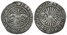 Fernando e Isabel (1474-1504). 1/2. Sevilla. (Cal-472). (LF-E6.2.9 variante). Ag. 1,49 g. Con S y estrella. MBC+. Est...90,00.