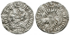Fernando e Isabel (1474-1504). 1/2 real. Sevilla. (Cal-474). Ag. 1,62 g. Flechas atípicas. MBC+. Est...90,00.