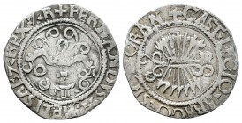 Fernando e Isabel (1474-1504). 1/2 real. Toledo. (Cal-493). Ag. 1,37 g. Con T entre puntos surmontada de cruz. MBC. Est...75,00.