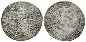 Fernando e Isabel (1474-1504). 1 real. Granada. (Cal-316). Ag. 3,41 g. Escudo entre roeles. MBC/MBC+. Est...100,00.