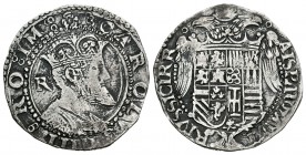 Carlos I (1516-1556). 1 tarí. Nápoles. R. (Vti-285). (Pannuti-Riccio-19). Ag. 5,98 g. Busto con corona imperial. Escudo grande. MBC-. Est...240,00.