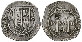 Juana y Carlos (1504-1555). 4 reales. México. (Cal-88). Ag. 13,54 g. Escudo entre M-O. MBC-. Est...200,00.