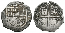 Felipe II (1556-1598). 1 real. 1588. Sevilla. (Cal-668). Ag. 3,46 g. Fecha completa. BC+. Est...60,00.