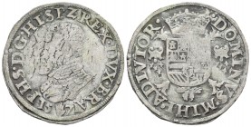 Felipe II (1556-1598). 1/2 escudo. 1571. Amberes. (Vti-975). Ag. 16,91 g. Plata agria. MBC-. Est...120,00.