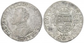 Felipe II (1556-1598). 1 escudo. 1557. Amberes. (Vanhoudt-253.AN). (Vanhoudt). Ag. 33,22 g. Escasa. MBC+. Est...400,00.