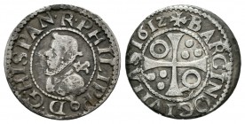 Felipe III (1598-1621). 1/2 croat. 1612. Barcelona. (Cal-535). Ag. 1,56 g. MBC. Est...25,00.